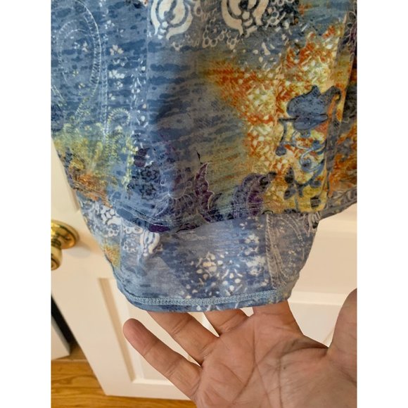 Tianello Blue & Brown Long Sleeve Floral Tunic Extra Large - Picture 5 of 5